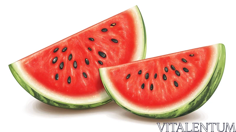 Juicy Watermelon Slices Illustration AI Image