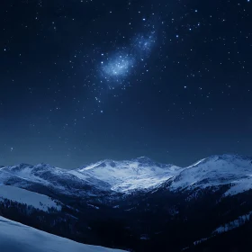 Winter Mountains Starry Night Landscape