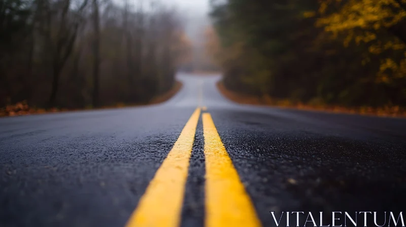 Foggy Road in Autumn AI Image