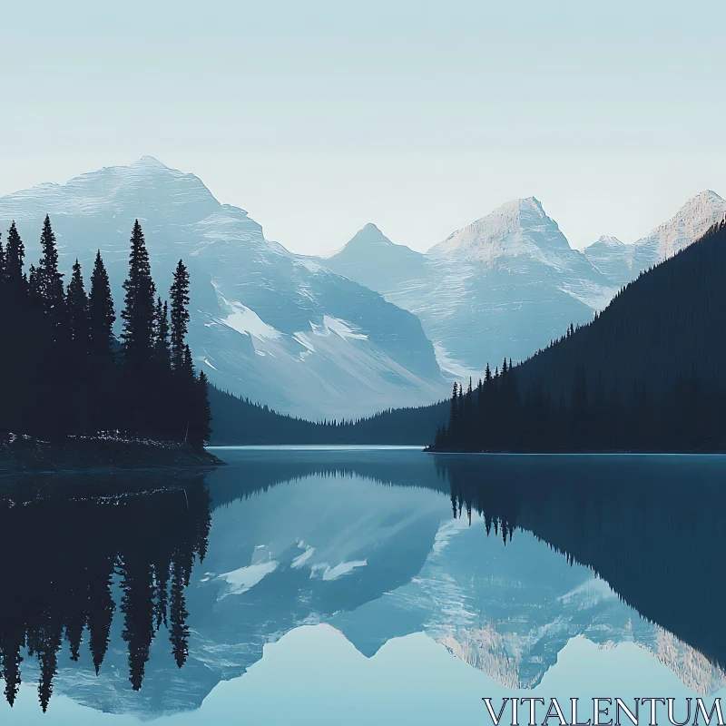 AI ART Still Waters and Mountain Peaks