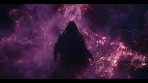 Silhouette in Purple Haze: A Fantasy Character