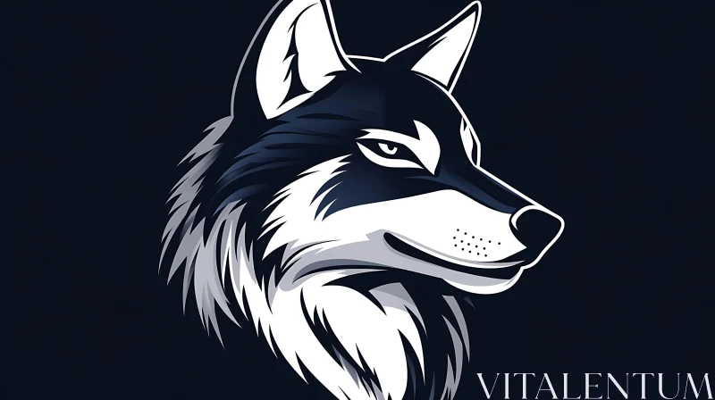 Stylized Wolf Head - Minimalist Art AI Image