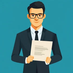 Stylized Businessman with Contract