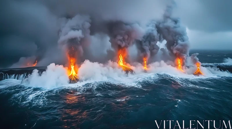 AI ART Ocean Volcano: A Fiery Display