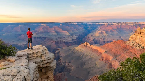 Man Overlooking Grand Canyon Landscape