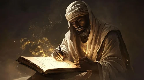 Scholar Immersed in Ancient Text