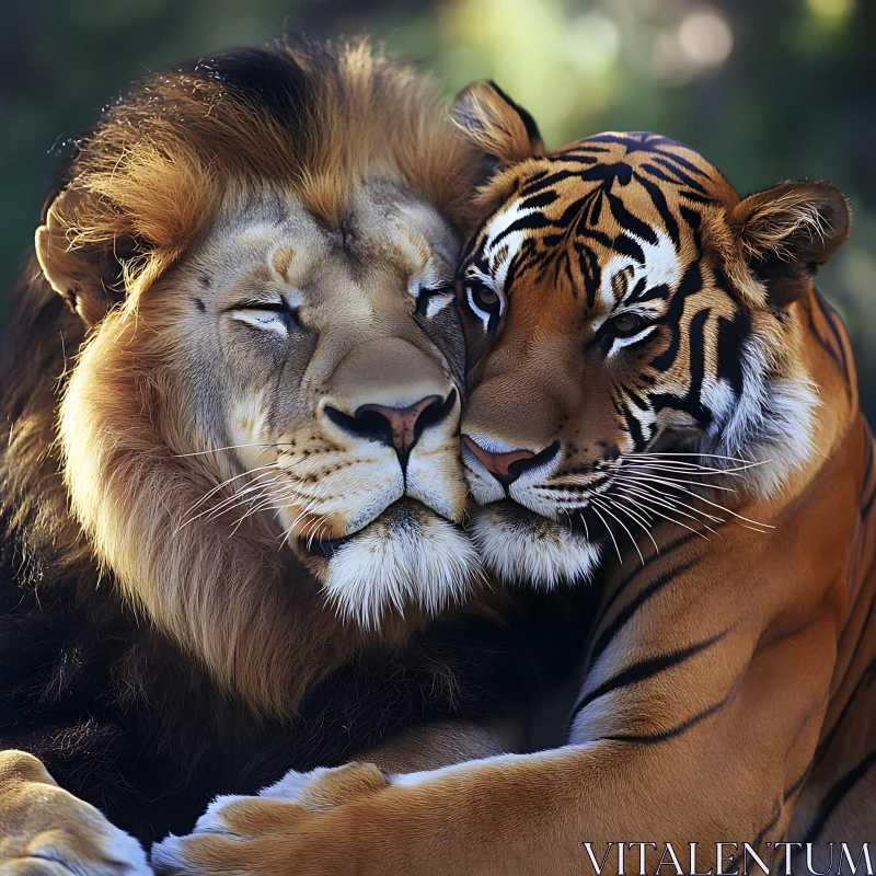 AI ART A Lion and Tiger in Harmonious Embrace