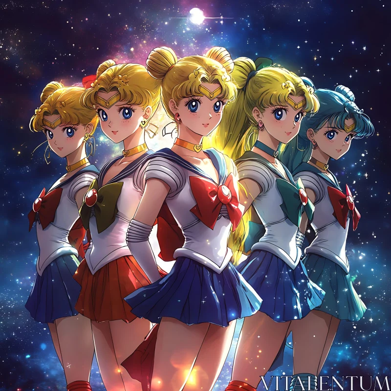 Cosmic Sailor Scout Anime Characters AI Image