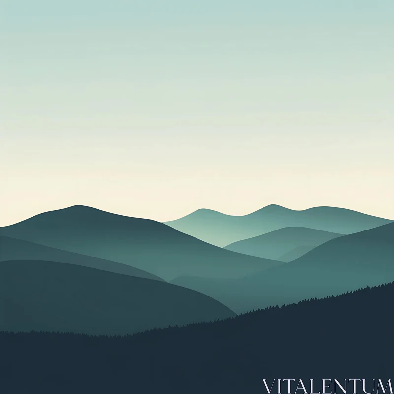 Serene Layered Mountain View AI Image