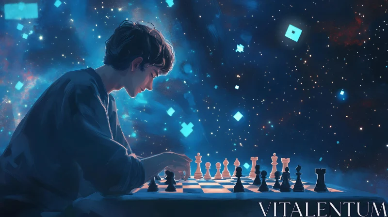 AI ART Chess Player in a Cosmic Game