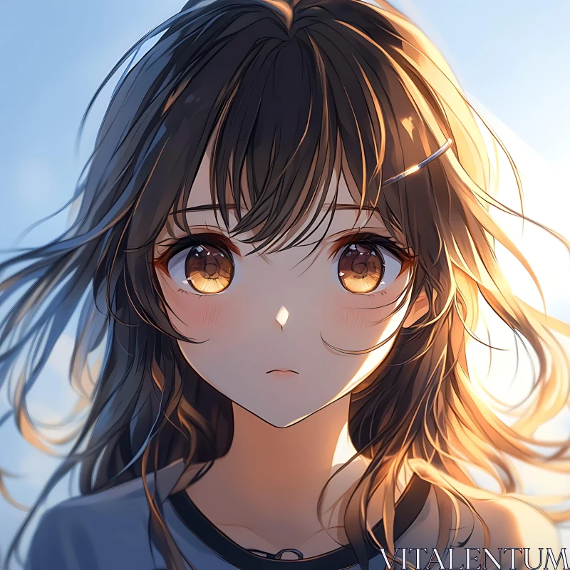 Ethereal Anime Girl with Radiant Eyes AI Image