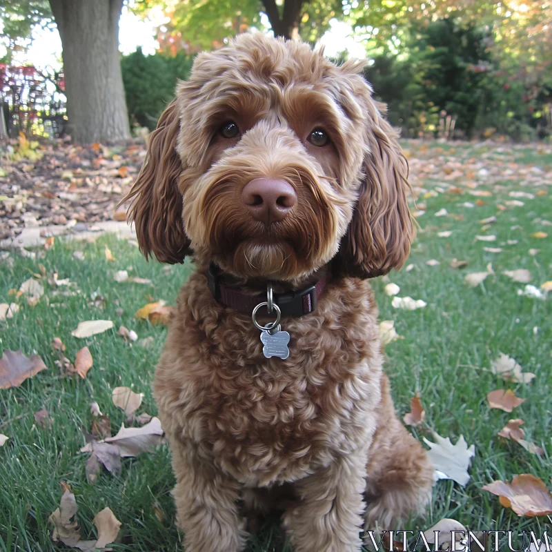 Fluffy Dog with Curly Fur in Garden AI Image