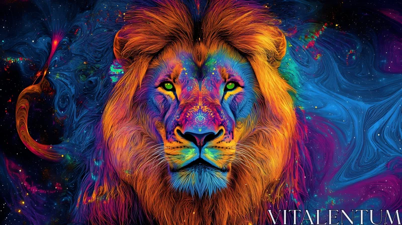 Abstract Lion Art - Colorful Feline AI Image