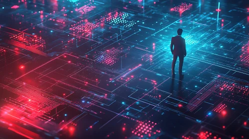 Man on Futuristic Circuitry
