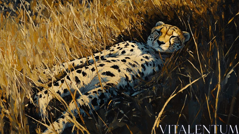 AI ART Cheetah's Nap in the Savannah