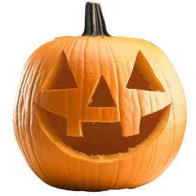 Carved Halloween Pumpkin Smiling Face