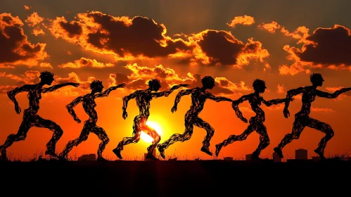 Runners at Sunset: A Silhouette Study