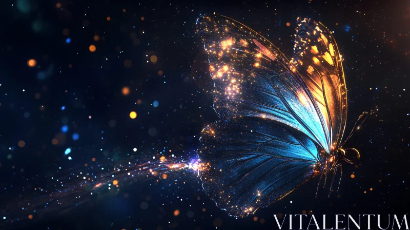 AI ART Enchanted Butterfly in Night Sky