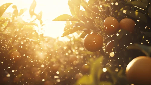 Golden Sunlight on Orange Trees