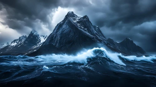 Stormy Ocean Mountain View