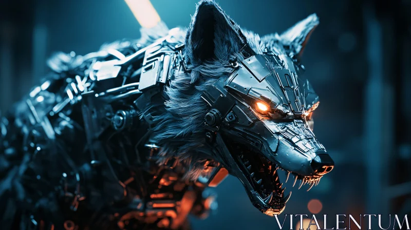 AI ART Cyborg Wolf with Intricate Mechanical Design