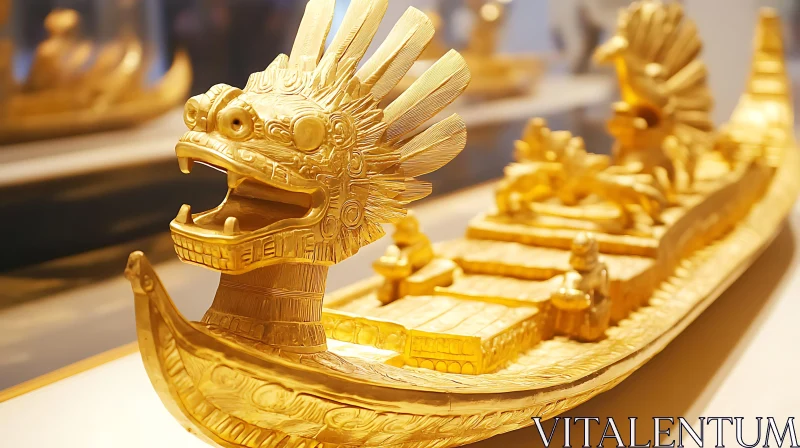 Gilded Dragon Boat Art Piece AI Image