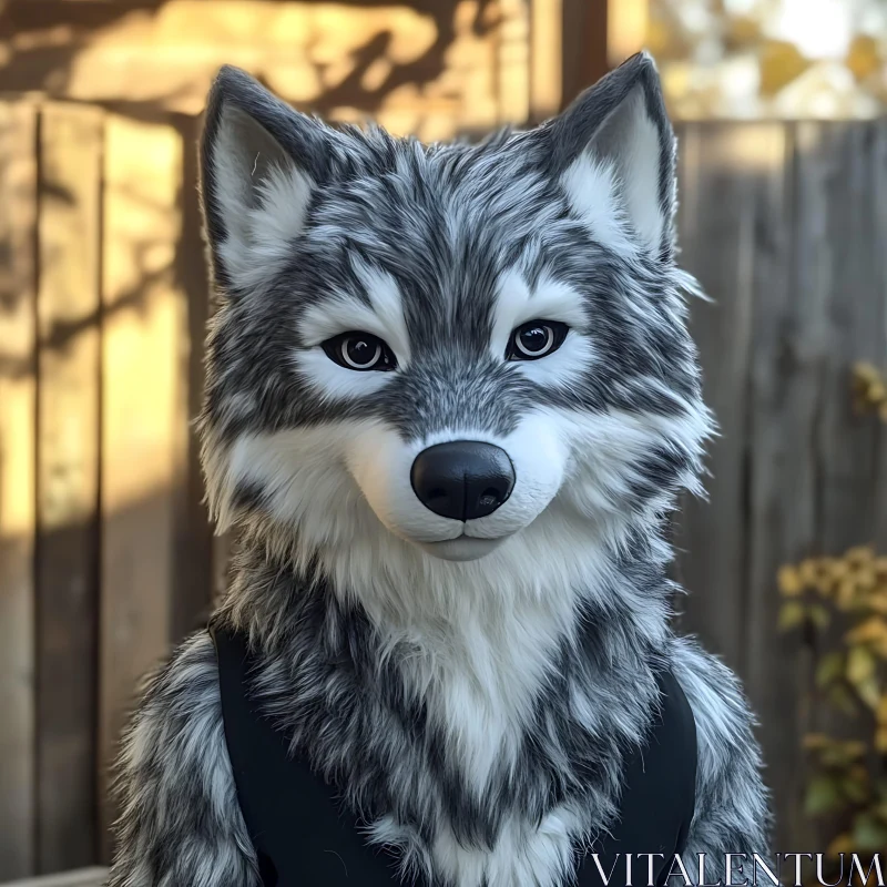 AI ART Grey Wolf Furry Animal Close-Up