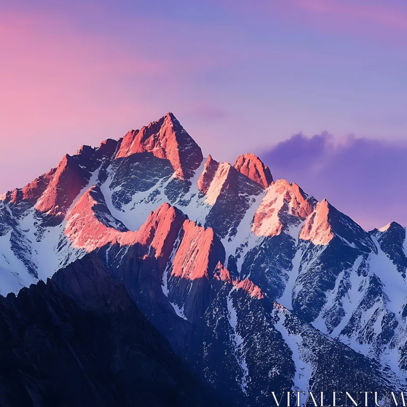 AI ART Mountain Range at Sunset