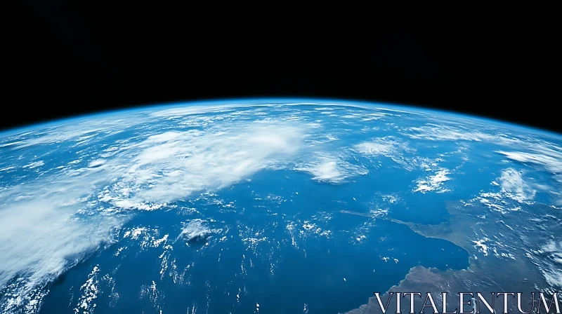 Blue Planet Earth View from Space AI Image