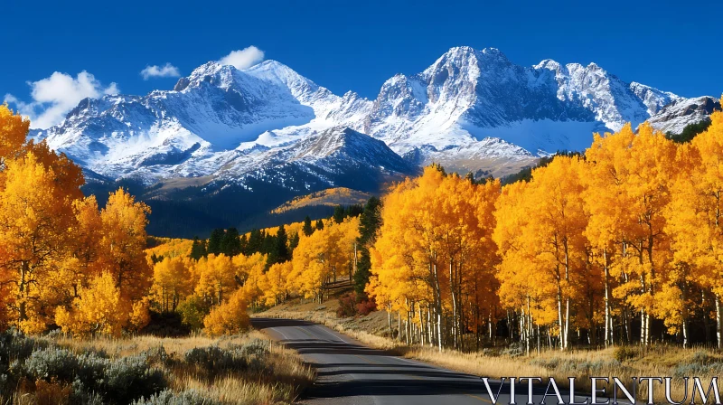 Scenic Mountain Road in Autumn AI Image