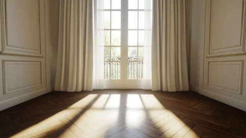 Sunlit Interior with Parquet Floor