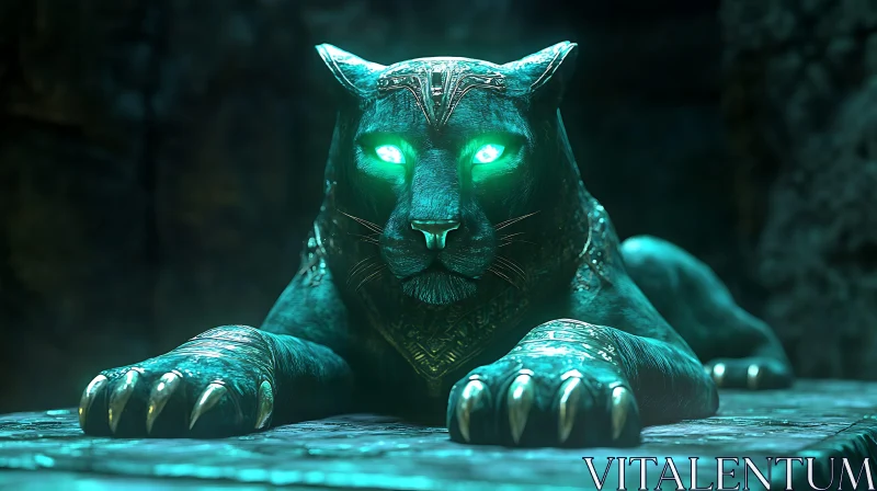 AI ART Emerald-Eyed Panther Guardian