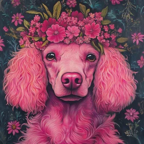 Floral Pink Poodle Artwork