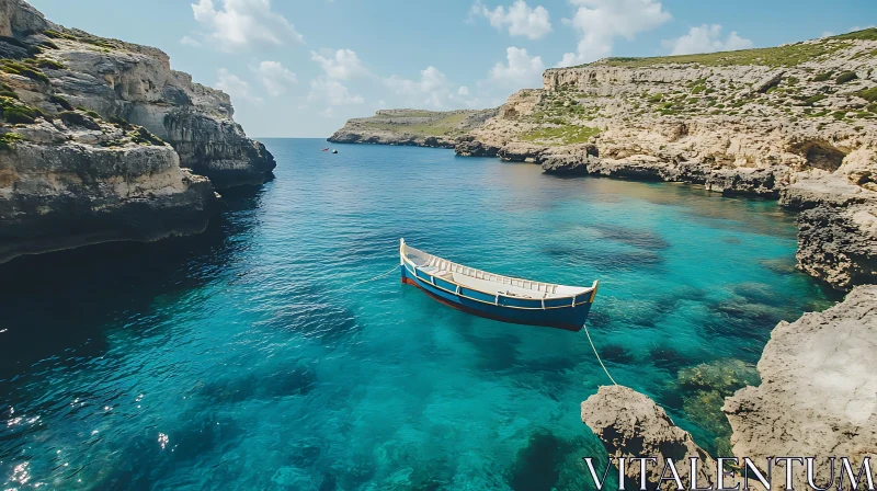 AI ART Idyllic Coastal Scene with Boat