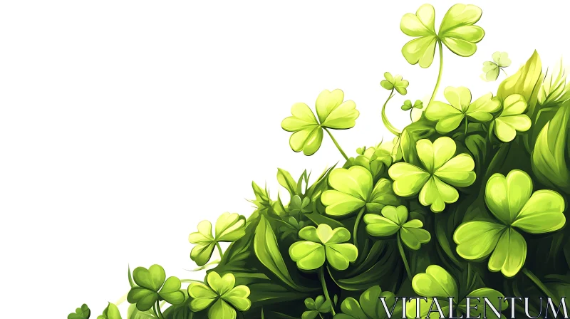 Green Clover Field Painting AI Image