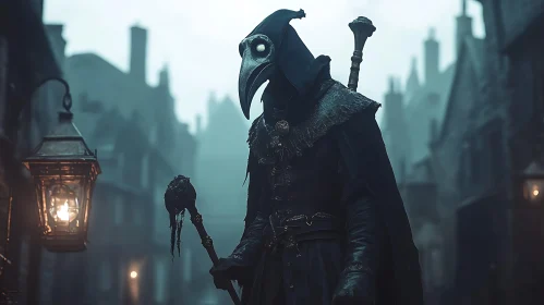 Mysterious Plague Doctor in Dark Alley