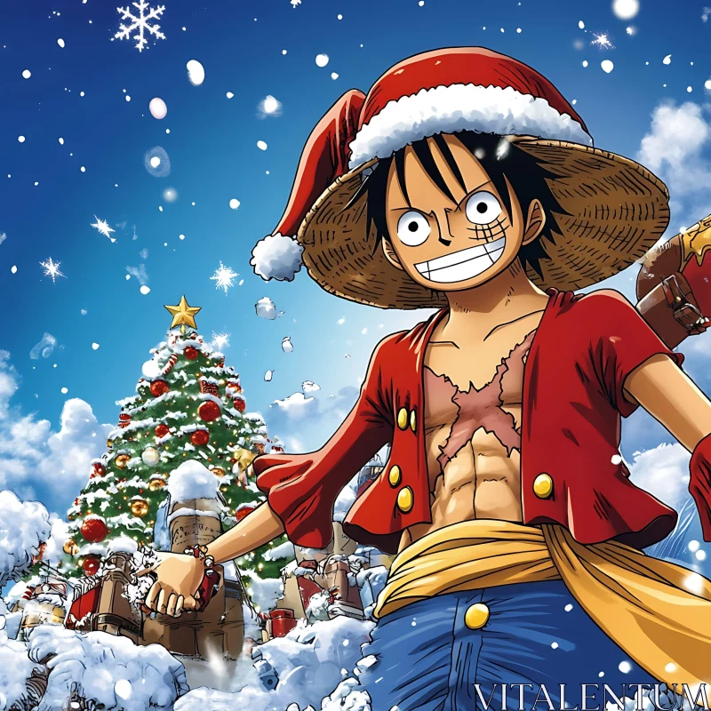 Anime Boy Celebrating Christmas AI Image