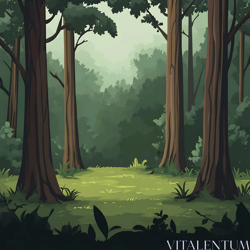 Peaceful Woodland Scene AI Image