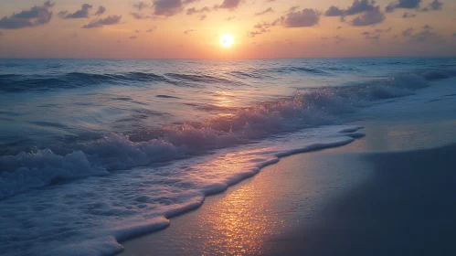 Beach Sunset with Waves