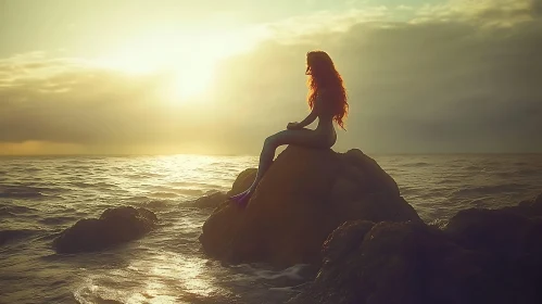 Sunset Mermaid Contemplation