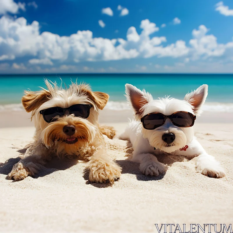 Cute Dogs Enjoying a Beach Day AI Image