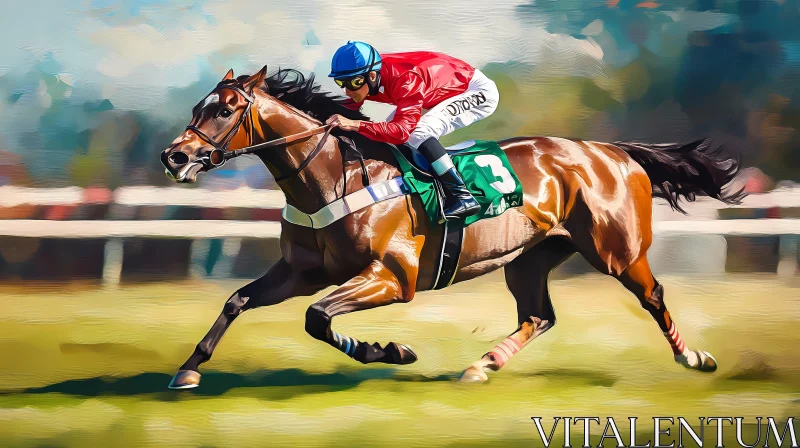 AI ART Horse and Jockey Racing Scene