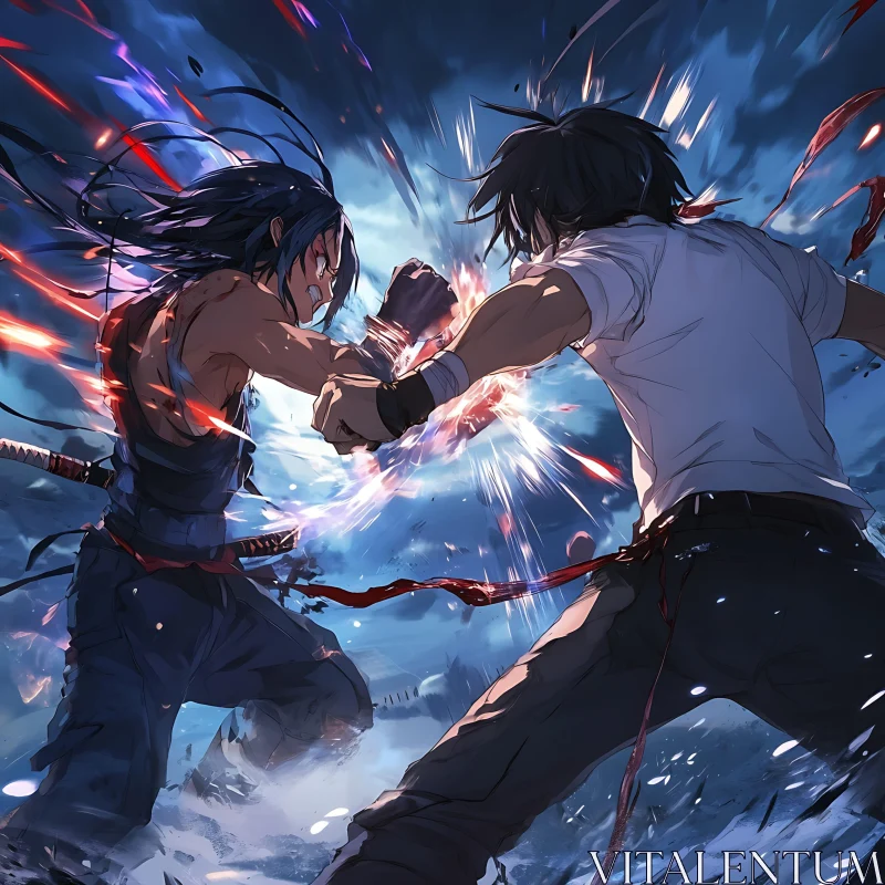 Fierce Anime Battle Scene AI Image