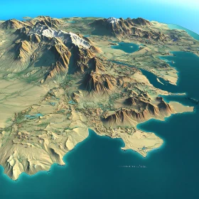 Mountainous Coastal Topographic Map