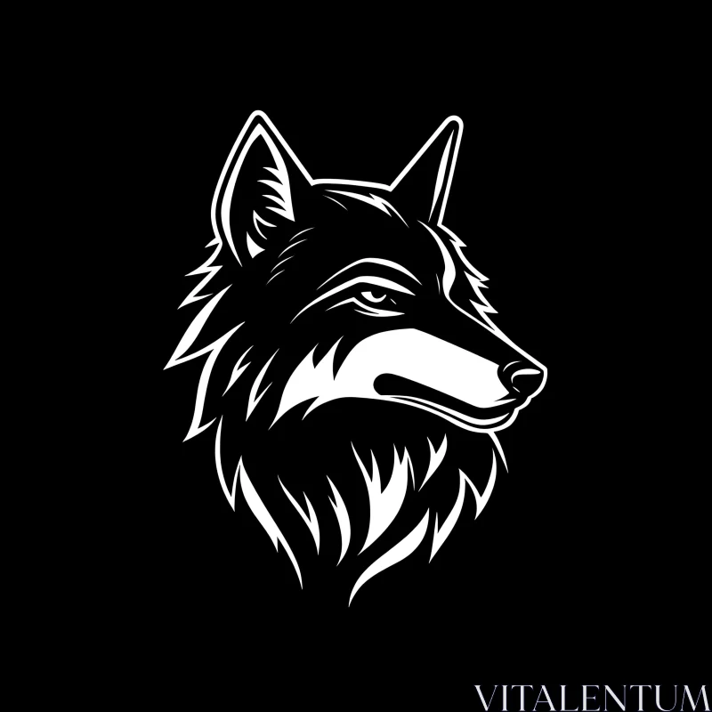 Monochrome Wolf Head Artistic Design AI Image