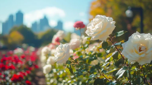 Urban Garden with Blooming Roses