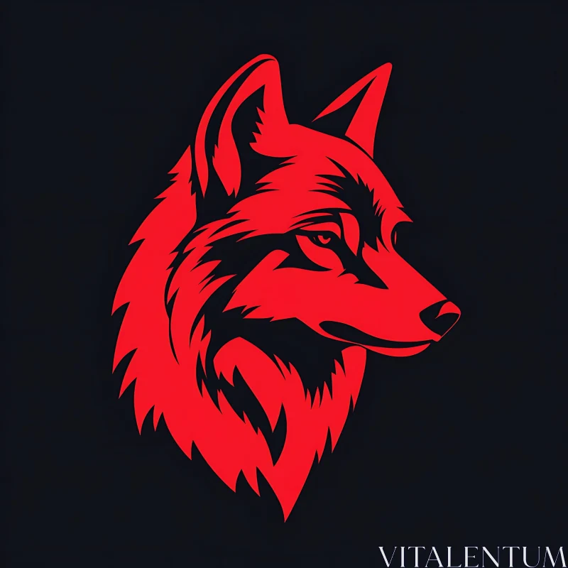 AI ART Crimson Wolf Profile Art