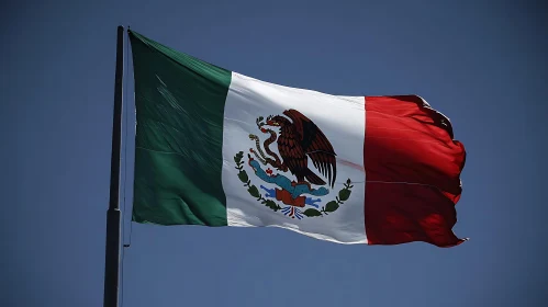 Flag of Mexico Under Azure Skies