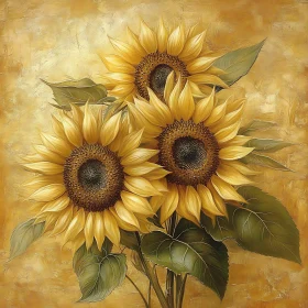Floral Still Life: Three Sunflowers