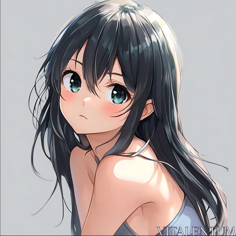 Artistic Anime Girl Illustration AI Image